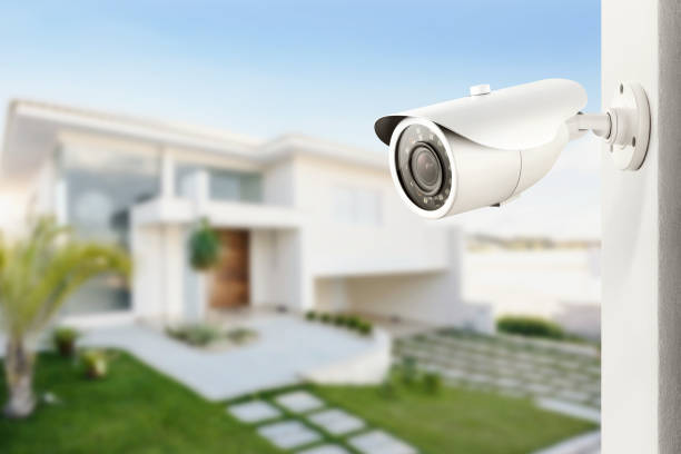 Security camera watching over a residential home