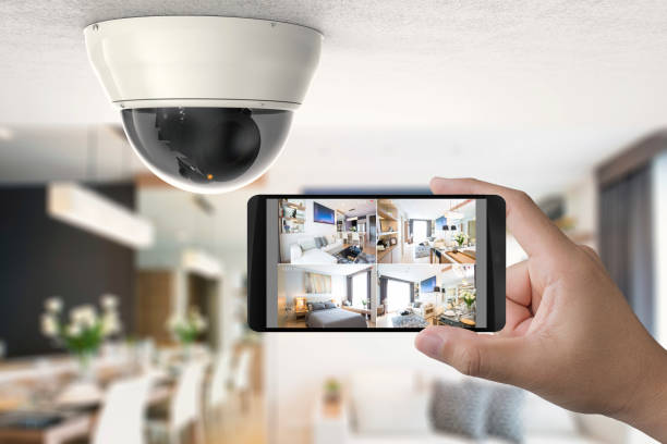 Mobile phone connected to home security cameras