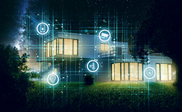 Smart home security controls in a modern house