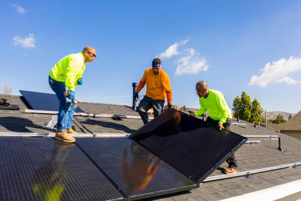 Solar panel installation on roof